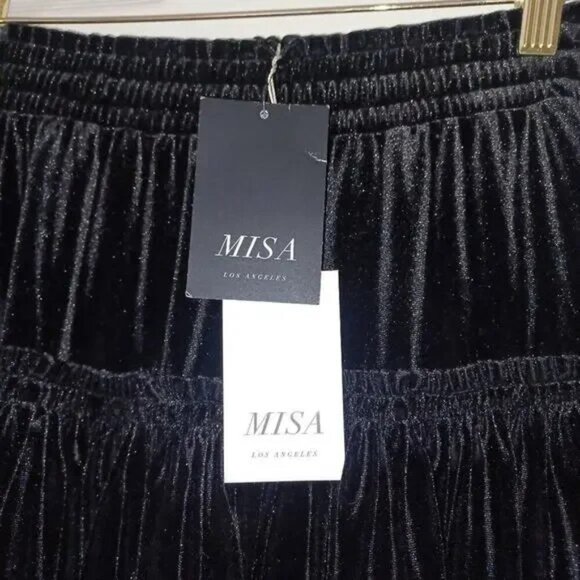 Misa Los Angeles Luiza Tiered Velvet Mini Skirt Jet Black XS NWT - Picture 10 of 10